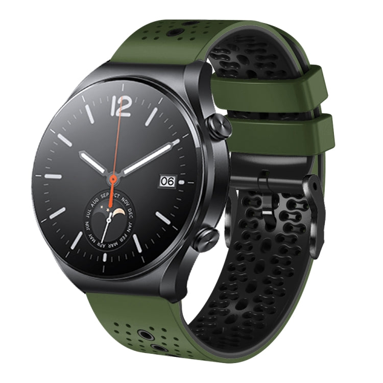 For Xiaomi MI Watch S1 22mm Perforated Two-Color Silicone Watch Band