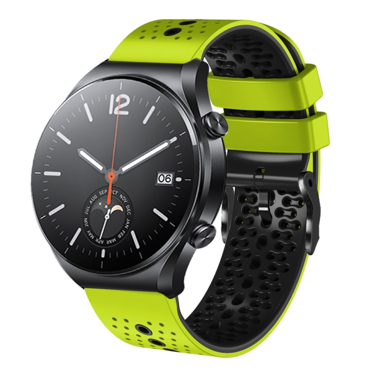 For Xiaomi MI Watch S1 22mm Perforated Two-Color Silicone Watch Band