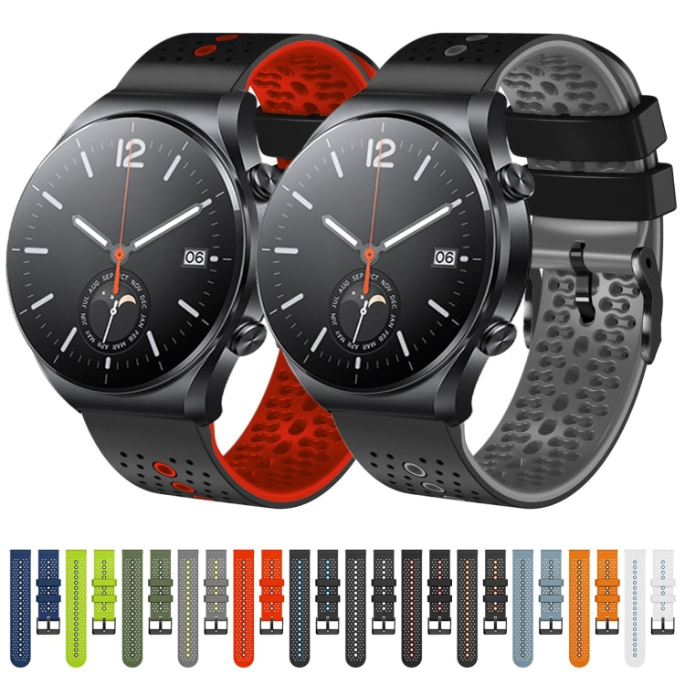 For Xiaomi MI Watch S1 22mm Perforated Two-Color Silicone Watch Band
