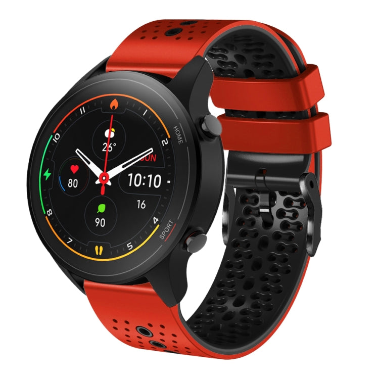 For Xiaomi MI Watch S1 Pro 22mm Perforated Two-Color Silicone Watch Band