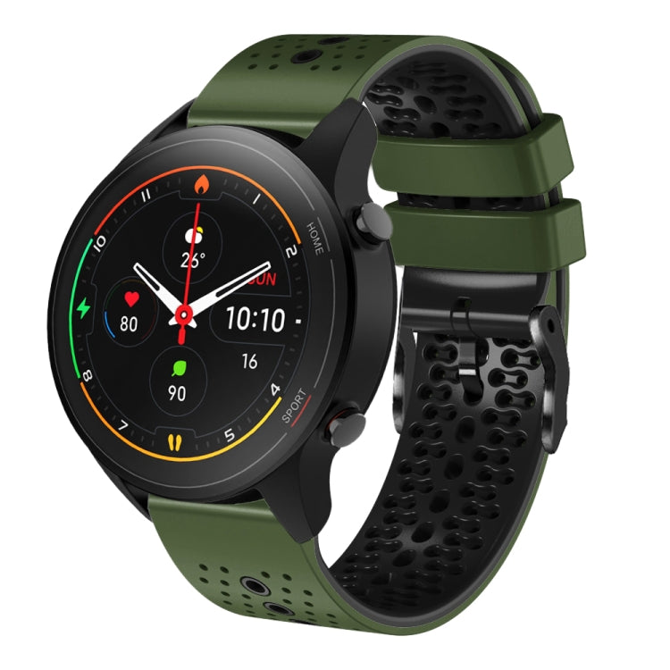 For Xiaomi MI Watch S1 Pro 22mm Perforated Two-Color Silicone Watch Band