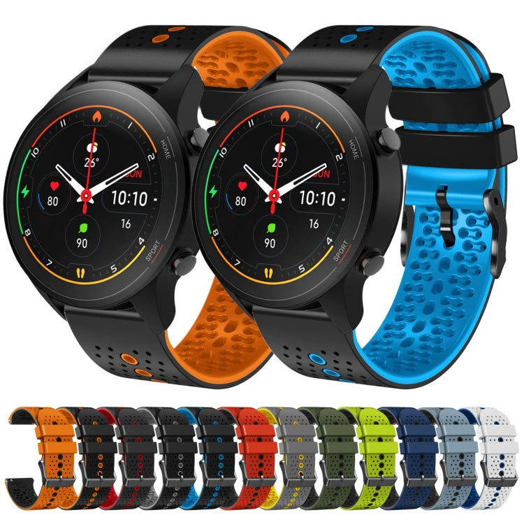 For Xiaomi MI Watch S1 Pro 22mm Perforated Two-Color Silicone Watch Band