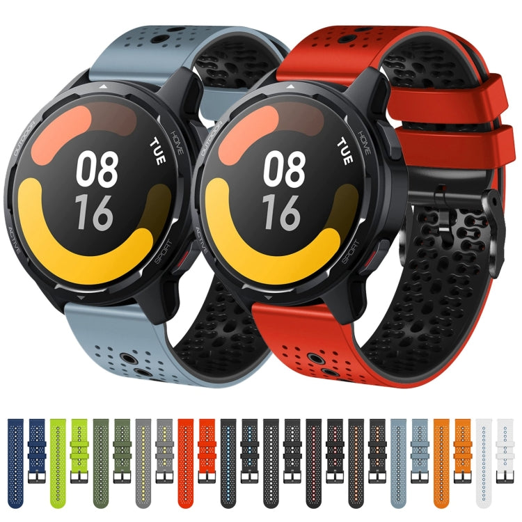For Xiaomi MI Watch S1 Active 22mm Perforated Two-Color Silicone Watch Band