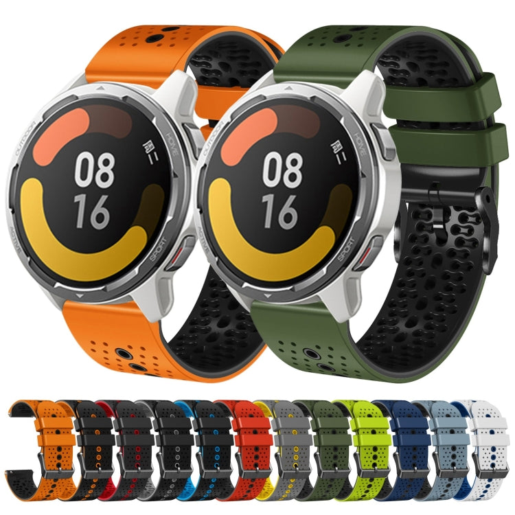 For Xiaomi MI Watch Color 2 22mm Perforated Two-Color Silicone Watch Band