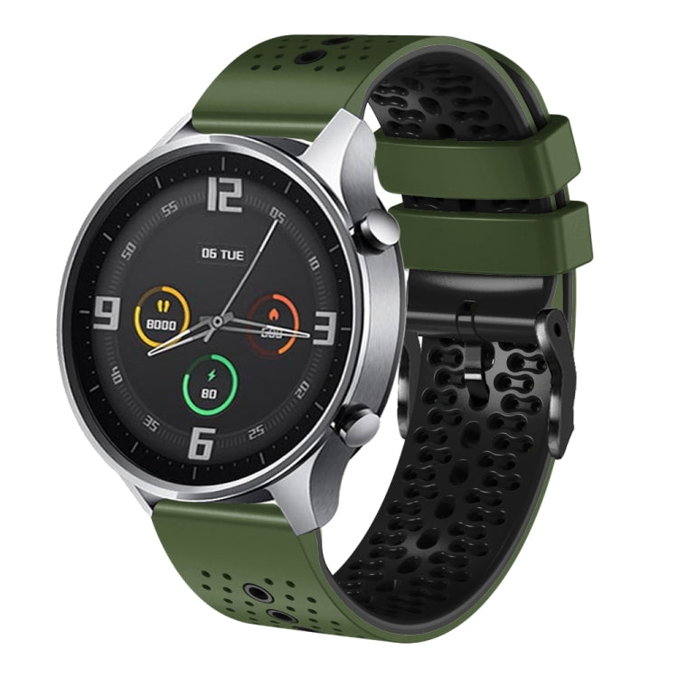 For Xiaomi MI Watch Color 22mm Perforated Two-Color Silicone Watch Band