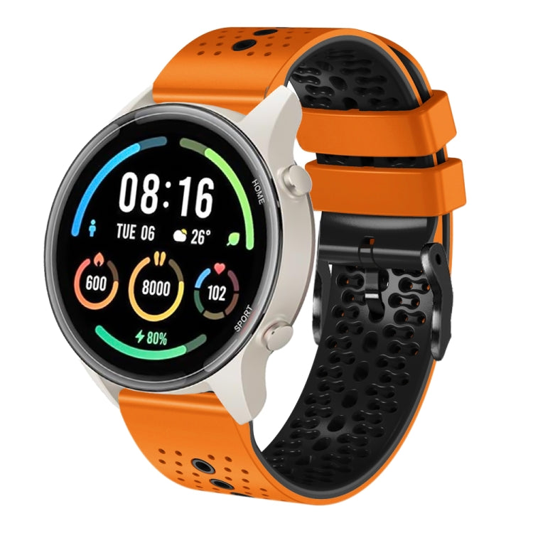 For Xiaomi MI Watch Sport 22mm Perforated Two-Color Silicone Watch Band