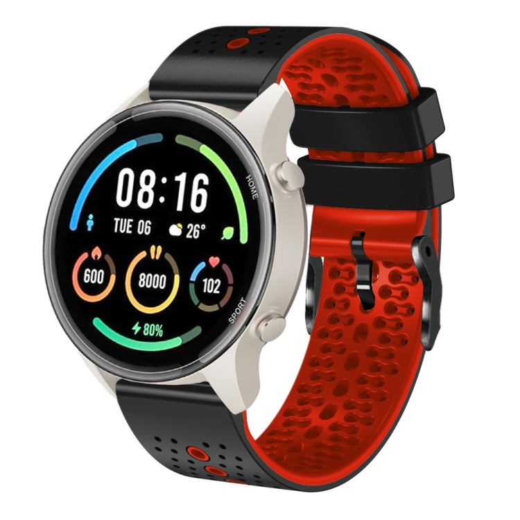 For Xiaomi MI Watch Sport 22mm Perforated Two-Color Silicone Watch Band