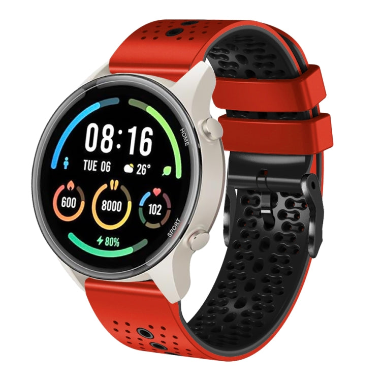 For Xiaomi MI Watch Sport 22mm Perforated Two-Color Silicone Watch Band