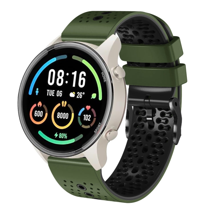 For Xiaomi MI Watch Sport 22mm Perforated Two-Color Silicone Watch Band