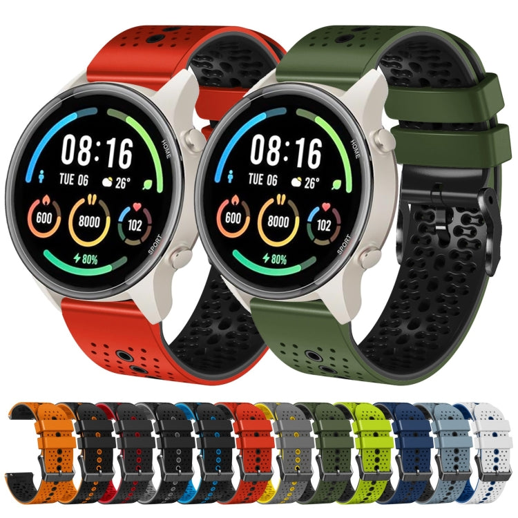 For Xiaomi MI Watch Sport 22mm Perforated Two-Color Silicone Watch Band