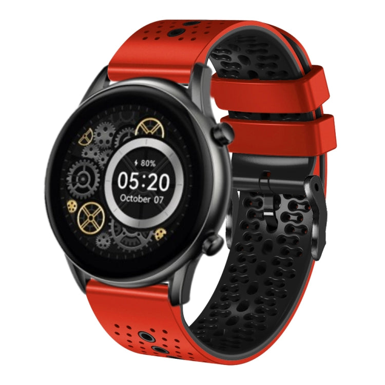 For Xiaomi Haylou RT2 LS10 22mm Perforated Two-Color Silicone Watch Band