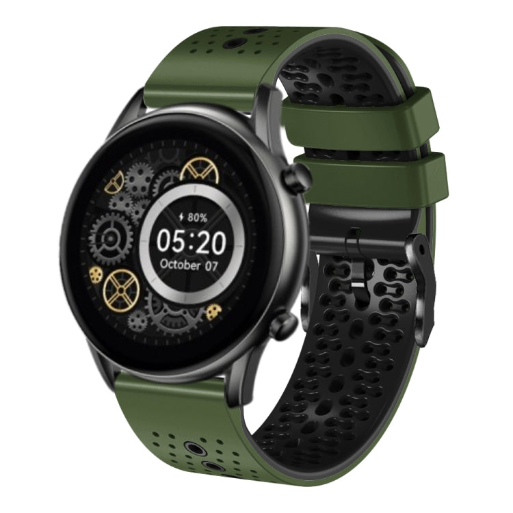 For Xiaomi Haylou RT2 LS10 22mm Perforated Two-Color Silicone Watch Band