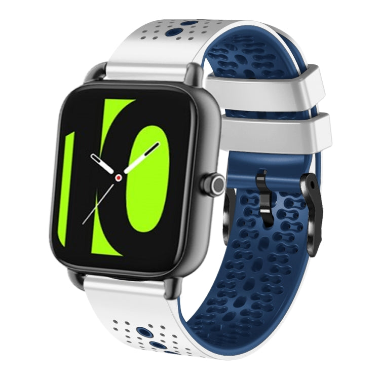 For Xiaomi Haylou RS4 LS12 22mm Perforated Two-Color Silicone Watch Band