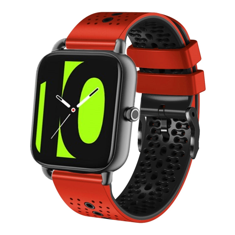For Xiaomi Haylou RS4 LS12 22mm Perforated Two-Color Silicone Watch Band