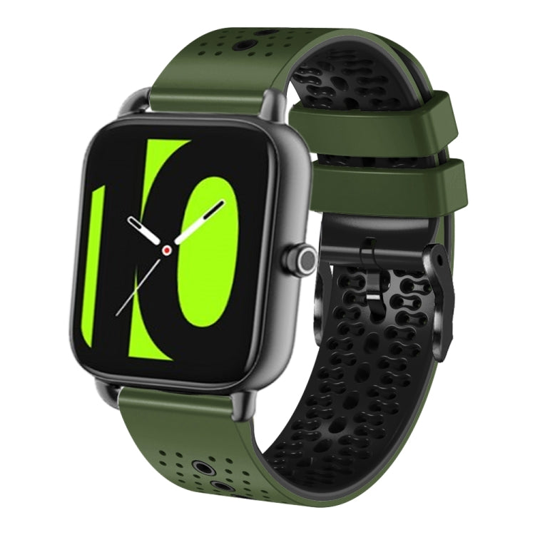 For Xiaomi Haylou RS4 LS12 22mm Perforated Two-Color Silicone Watch Band
