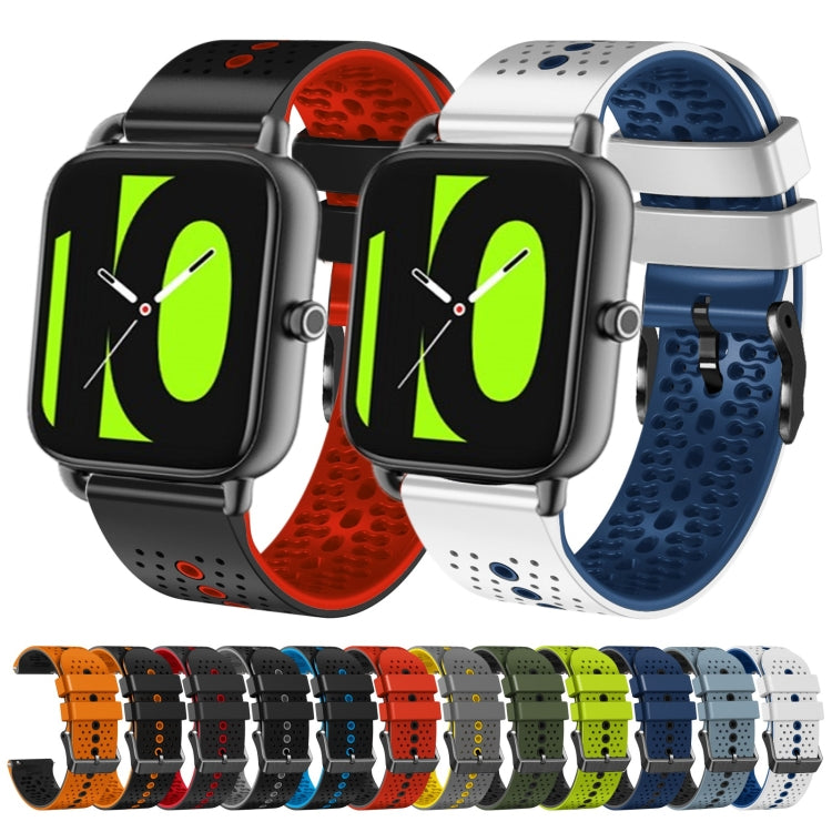 For Xiaomi Haylou RS4 LS12 22mm Perforated Two-Color Silicone Watch Band