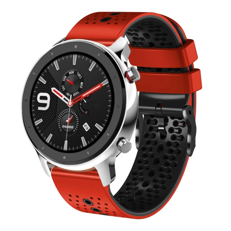 For Amazfit GTR 4 22mm Perforated Two-Color Silicone Watch Band