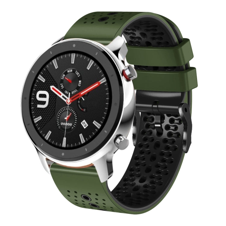 For Amazfit GTR 4 22mm Perforated Two-Color Silicone Watch Band