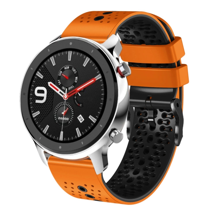 For Amazfit GTR 4 Pro 22mm Perforated Two-Color Silicone Watch Band
