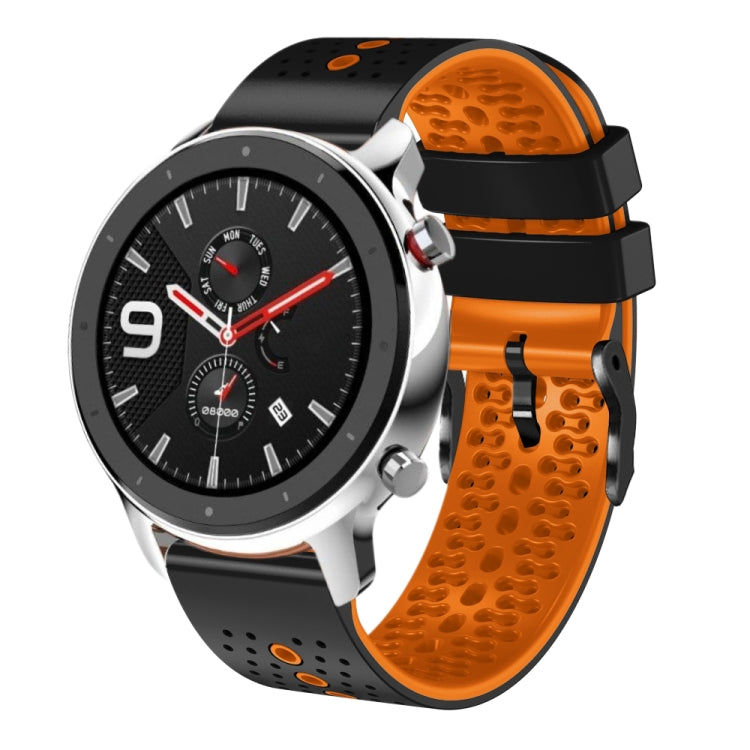 For Amazfit GTR 4 Pro 22mm Perforated Two-Color Silicone Watch Band