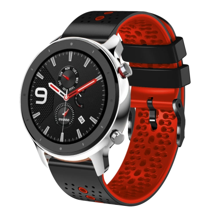 For Amazfit GTR 4 Pro 22mm Perforated Two-Color Silicone Watch Band