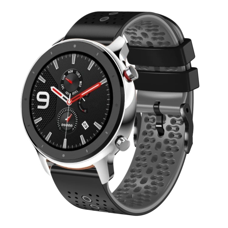 For Amazfit GTR 4 Pro 22mm Perforated Two-Color Silicone Watch Band
