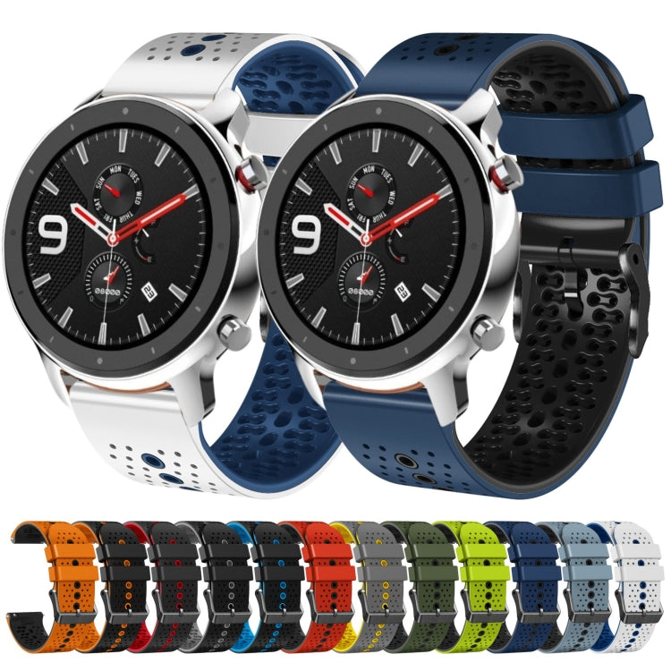 For Amazfit GTR 4 Pro 22mm Perforated Two-Color Silicone Watch Band