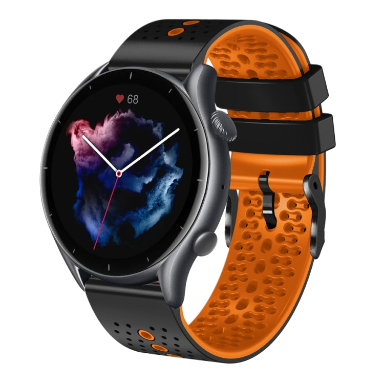 For Amazfit GTR 3 22mm Perforated Two-Color Silicone Watch Band