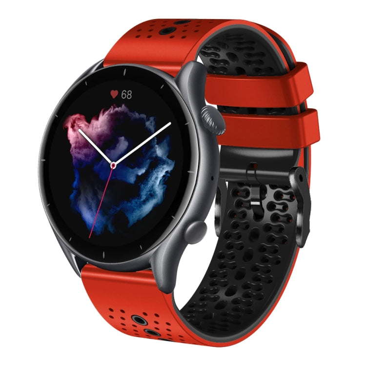 For Amazfit GTR 3 22mm Perforated Two-Color Silicone Watch Band