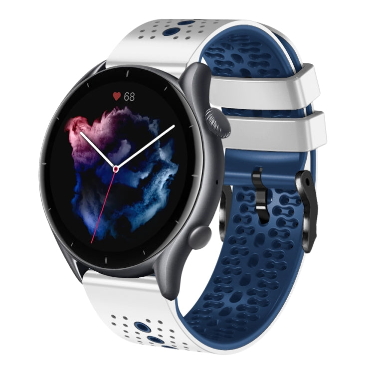 For Amazfit GTR 3 Pro 22mm Perforated Two-Color Silicone Watch Band