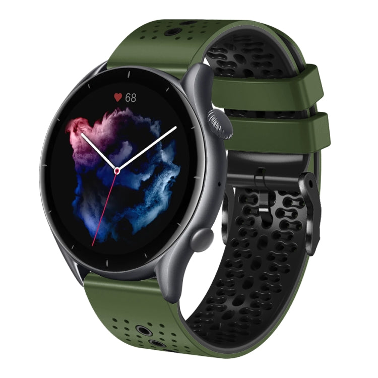 For Amazfit GTR 3 Pro 22mm Perforated Two-Color Silicone Watch Band