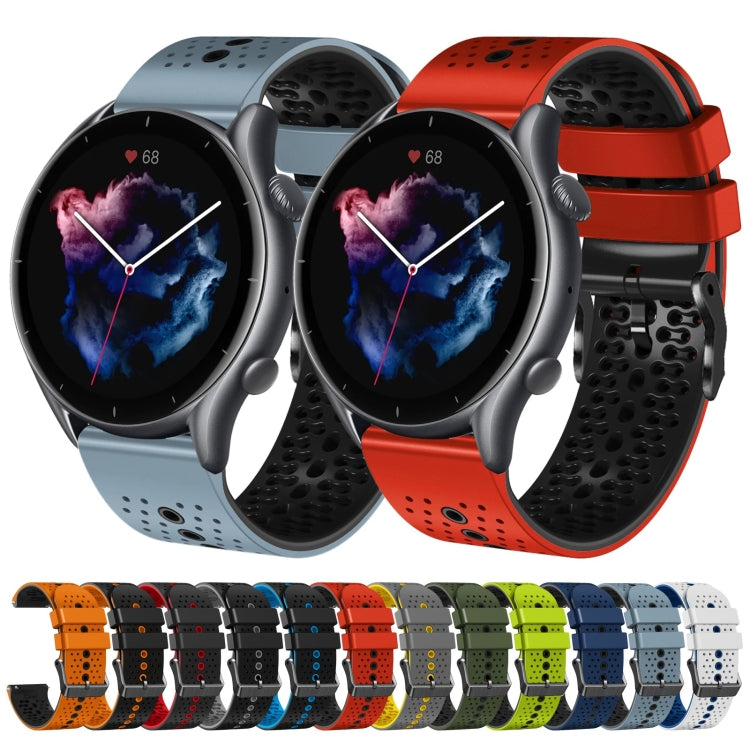 For Amazfit GTR 3 Pro 22mm Perforated Two-Color Silicone Watch Band