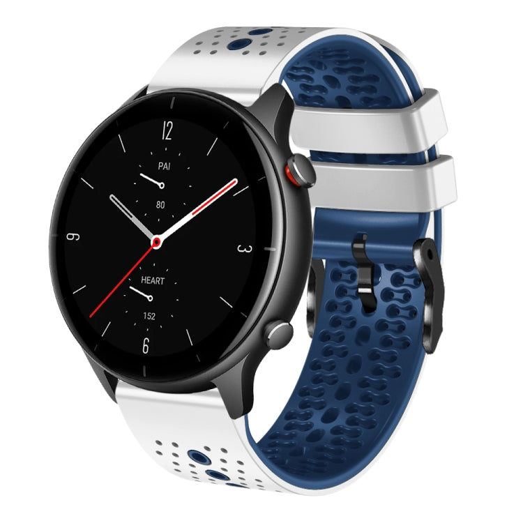 For Amazfit GTR 2e 22mm Perforated Two-Color Silicone Watch Band