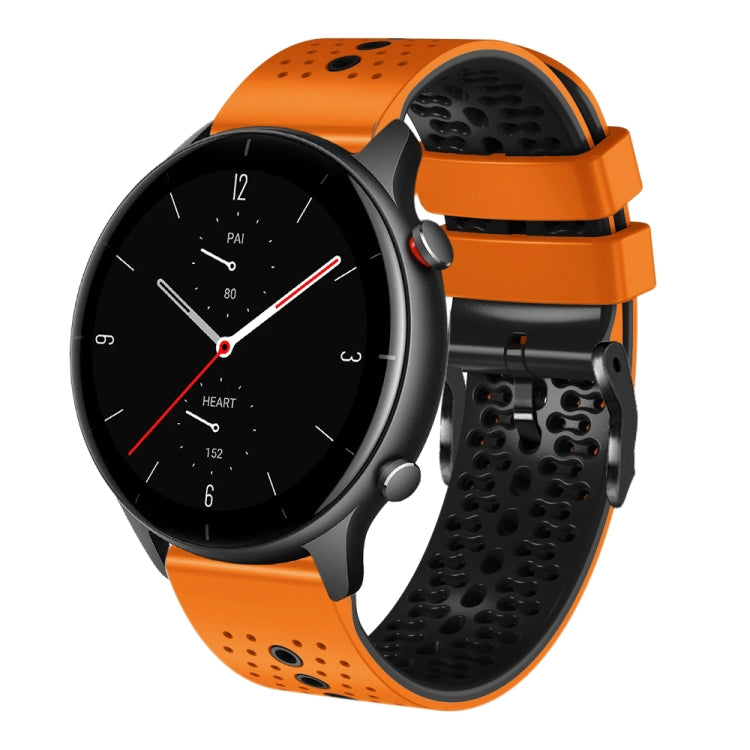 For Amazfit GTR 2e 22mm Perforated Two-Color Silicone Watch Band