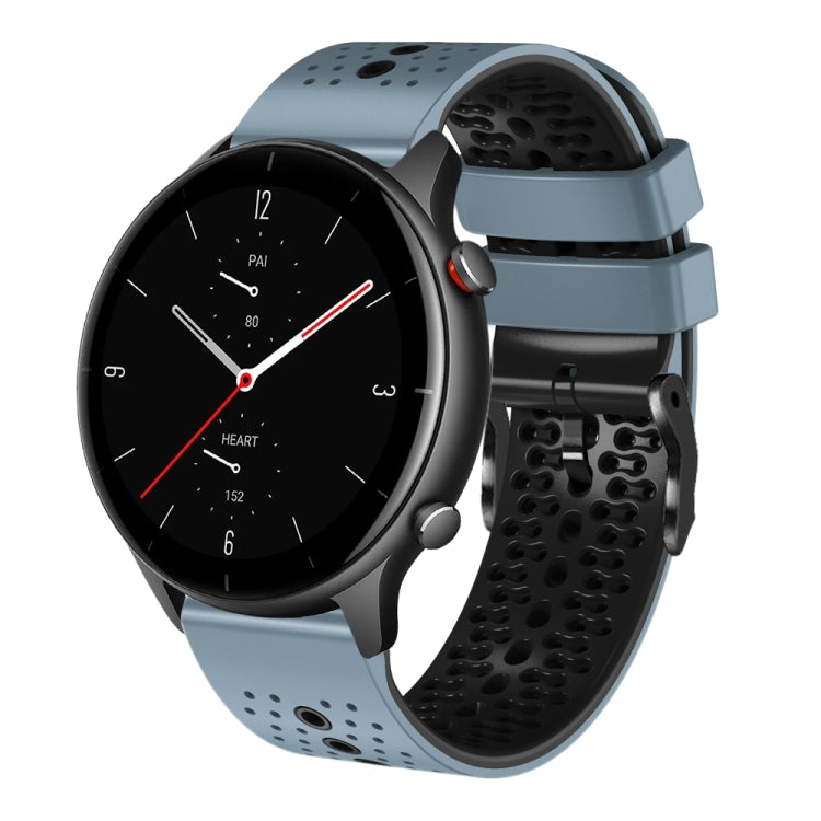 For Amazfit GTR 2e 22mm Perforated Two-Color Silicone Watch Band