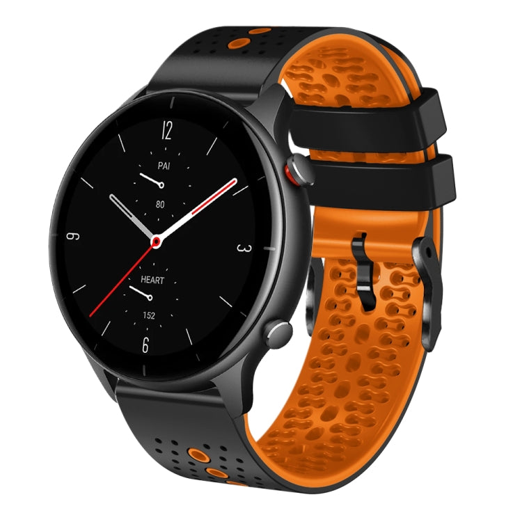 For Amazfit GTR 2e 22mm Perforated Two-Color Silicone Watch Band