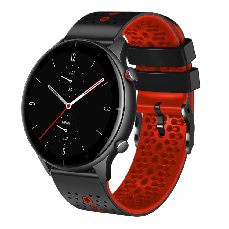 For Amazfit GTR 2e 22mm Perforated Two-Color Silicone Watch Band