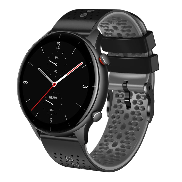 For Amazfit GTR 2e 22mm Perforated Two-Color Silicone Watch Band