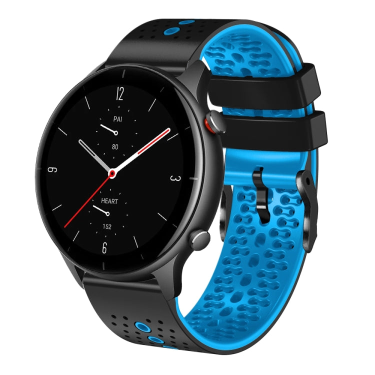For Amazfit GTR 2e 22mm Perforated Two-Color Silicone Watch Band