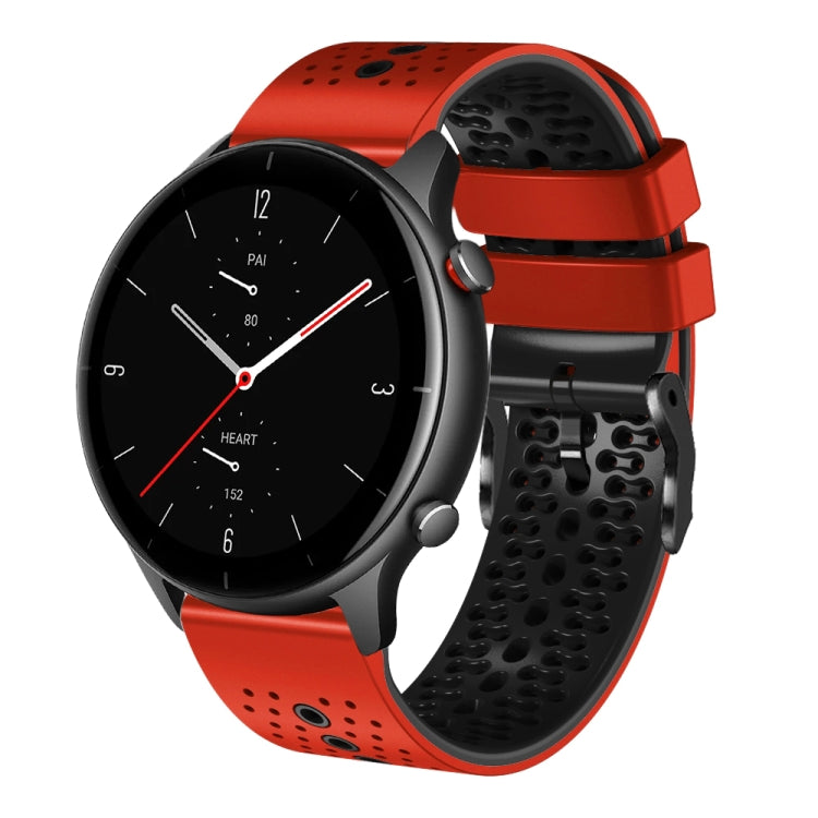 For Amazfit GTR 2e 22mm Perforated Two-Color Silicone Watch Band