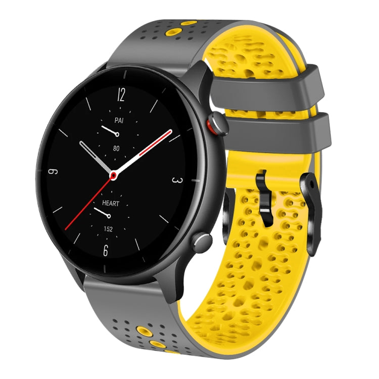 For Amazfit GTR 2e 22mm Perforated Two-Color Silicone Watch Band
