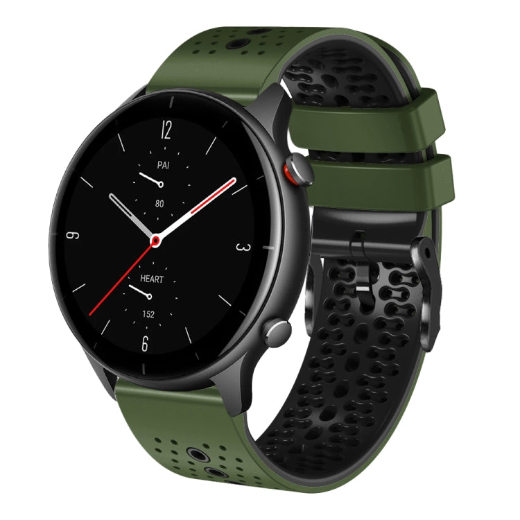 For Amazfit GTR 2e 22mm Perforated Two-Color Silicone Watch Band