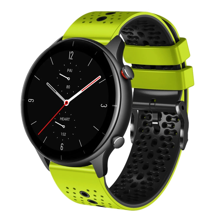 For Amazfit GTR 2e 22mm Perforated Two-Color Silicone Watch Band