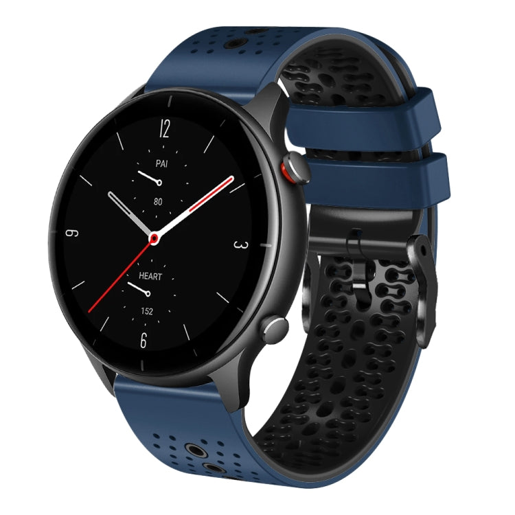 For Amazfit GTR 2e 22mm Perforated Two-Color Silicone Watch Band