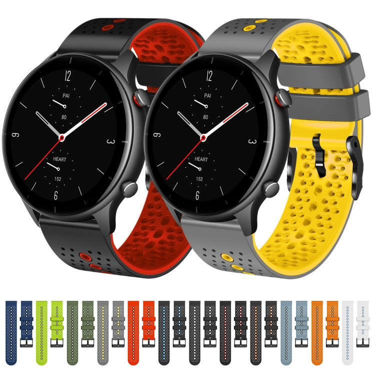 For Amazfit GTR 2e 22mm Perforated Two-Color Silicone Watch Band