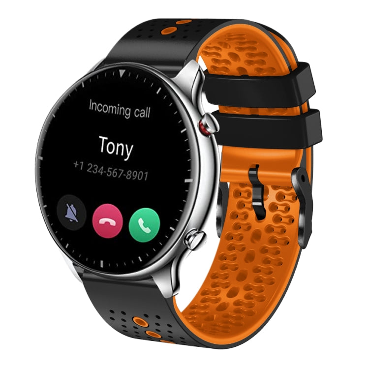 For Amazfit GTR 2 22mm Perforated Two-Color Silicone Watch Band