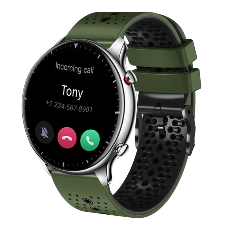 For Amazfit GTR 2 22mm Perforated Two-Color Silicone Watch Band