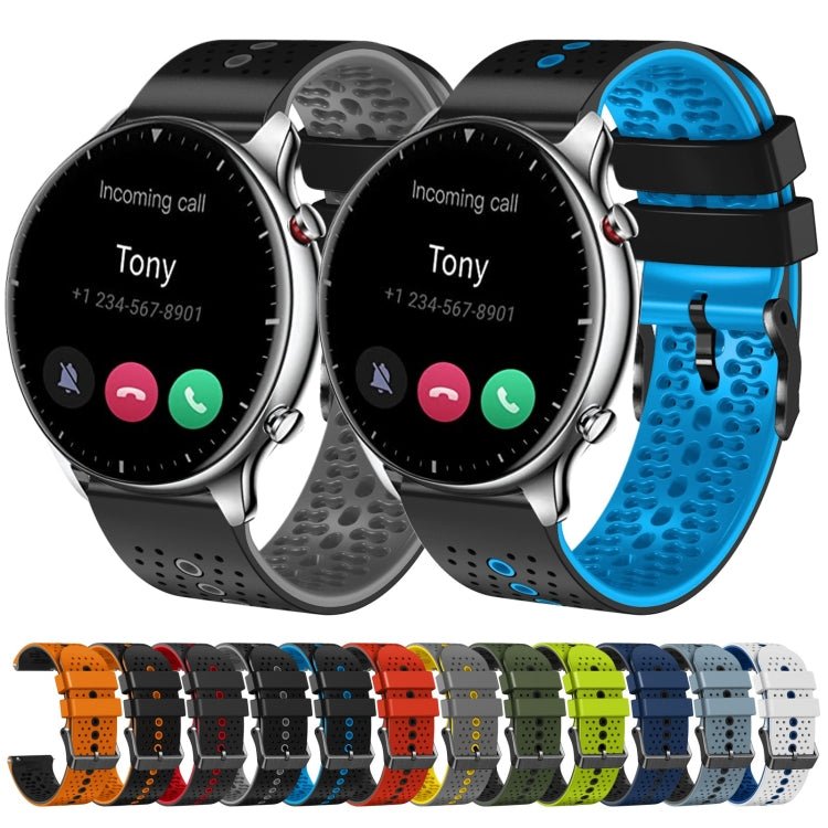 For Amazfit GTR 2 22mm Perforated Two-Color Silicone Watch Band
