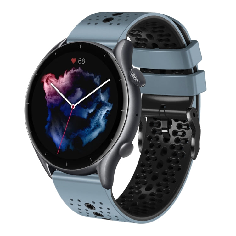 For Amazfit 3 22mm Perforated Two-Color Silicone Watch Band