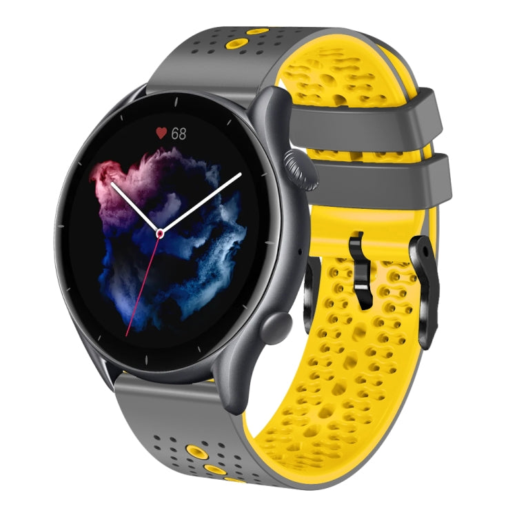 For Amazfit 3 22mm Perforated Two-Color Silicone Watch Band